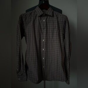 Grey and Red Plaid Men’s Button Up
